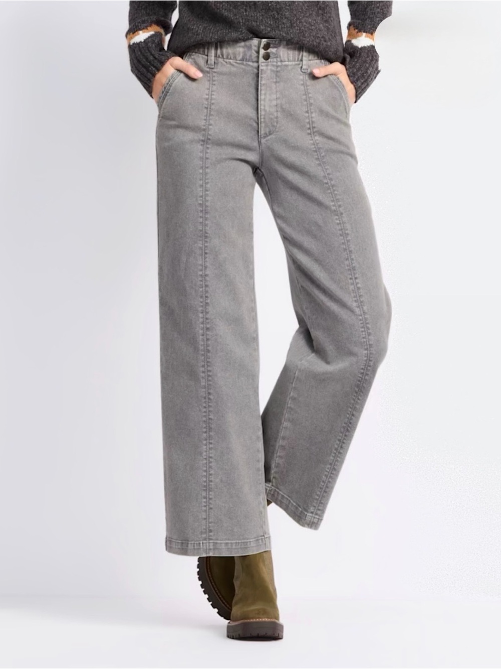 Democracy Gray Wide-Leg Jeans - High-Rise Casual